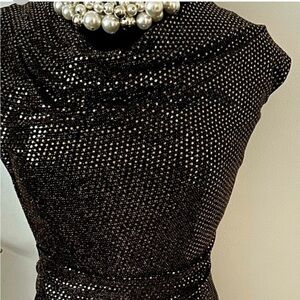 Vince Camuto like new Elegant Black and gold Sequin crawl neck dress size 6